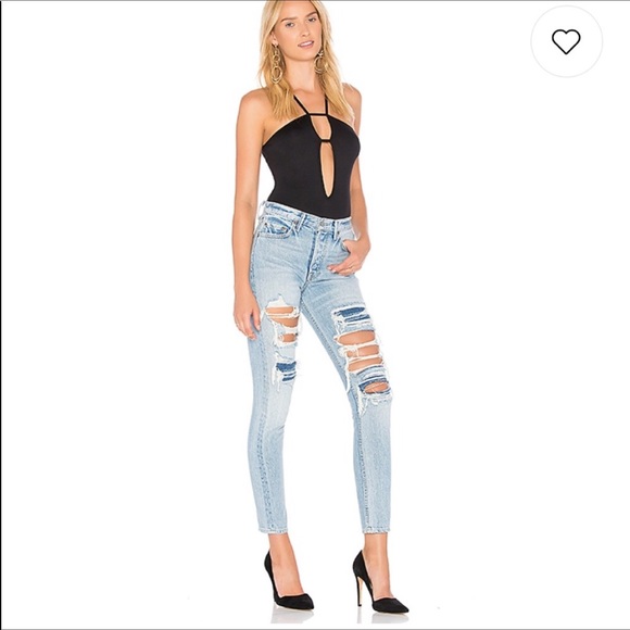 GRLFRND Denim - GRLFRND Karolina Hi Waisted Distressed Jeans